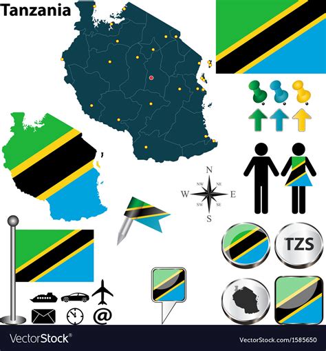 Tanzania Map Royalty Free Vector Image Vectorstock