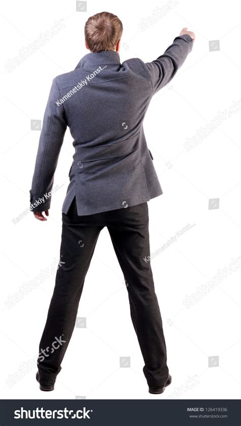 Back View Pointing Business Man Gesticulating Stock Photo 126419336