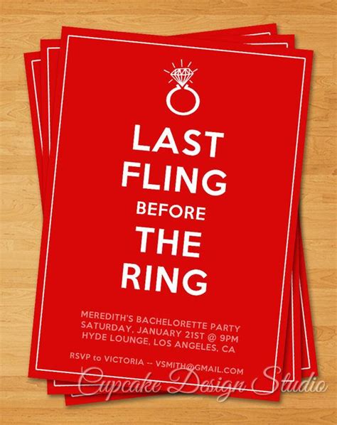 Printable Bachelorette Party Invitation Last Fling Before The Ring