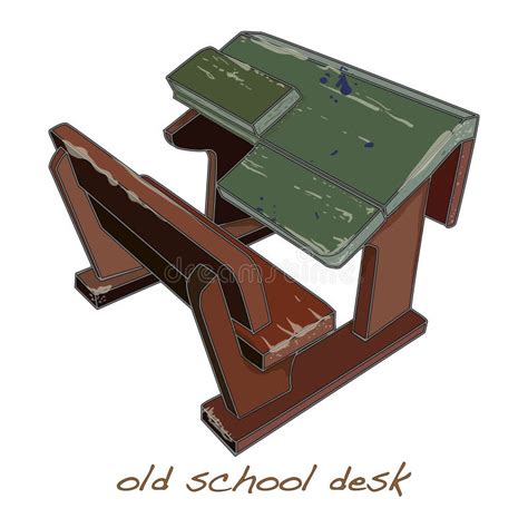 School Desk Vintage Vector Stock Vector Illustration Of Isolated