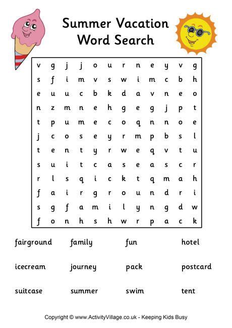 Savesave summer vacation for later. Summer Vacation Word Search - Medium | Summer words ...