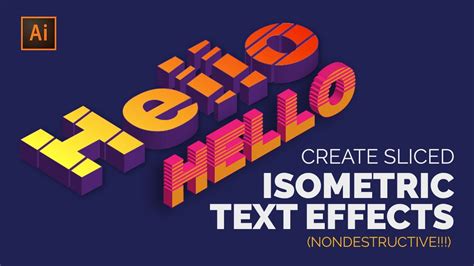 3d Sliced Isometric Text Effect In Adobe Illustrator Youtube