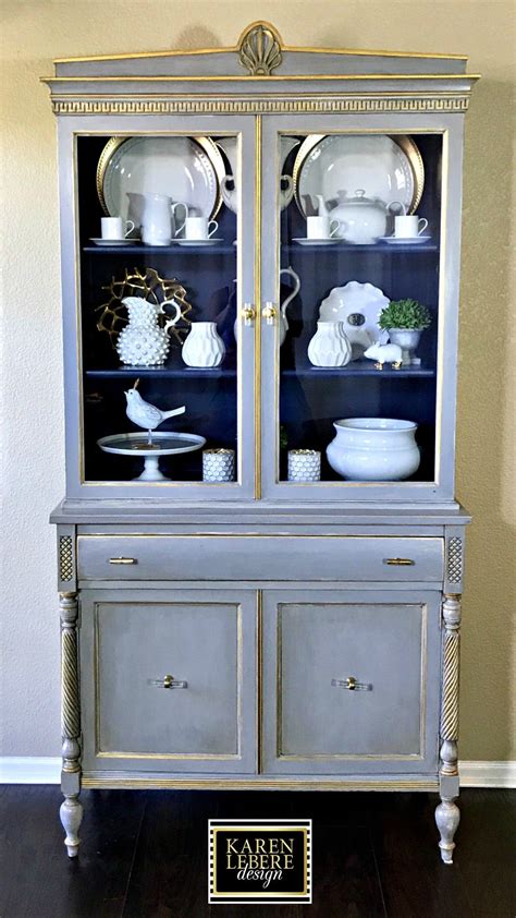 Sold Vintage Hand Painted China Cabinet French Country Etsy Painted