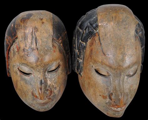 Rare Pair Of Ibibio Nigerian Carved Wooden Masks Michael Backman Ltd African Sculptures