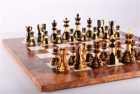 Exotic Zagreb Inlay Chess Set On Spain Elm And Rootwood Chess House