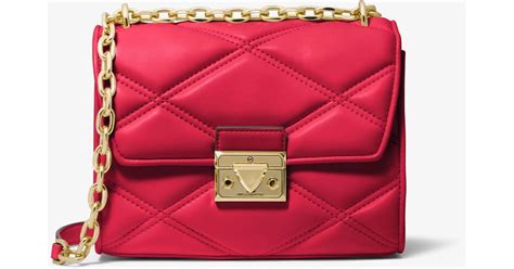 Michael Kors Serena Small Quilted Faux Leather Crossbody Bag In Red Lyst