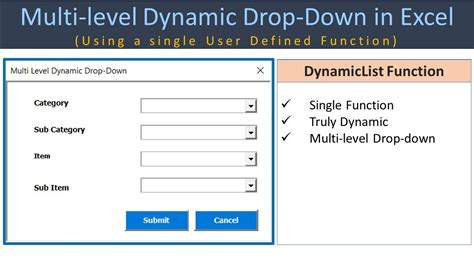 Multi Level Drop Down With A Single Custom Function In Excel And Vba