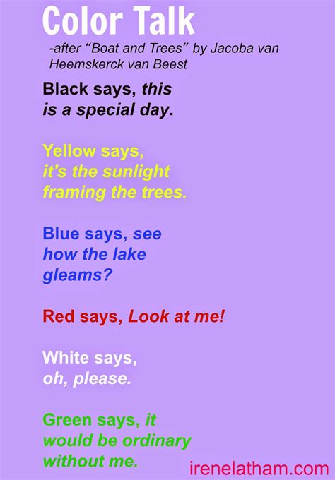 Live Your Poem Artspeak Poem 28 Color Talk
