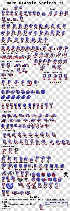 Sonic Classic Modern Mix Ultimate Sprite Sheet Transparent Background