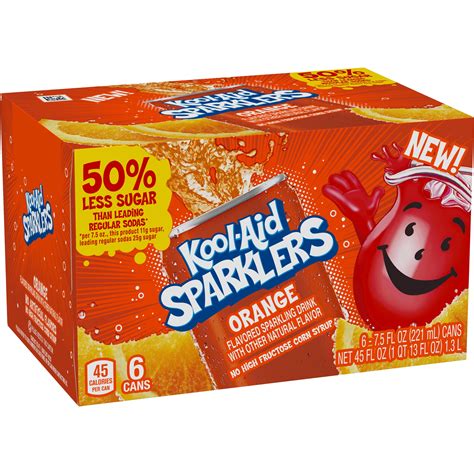 Kool Aid Sparklers Orange Flavored Sparkling Drink 6 75 Fl Oz Cans 7