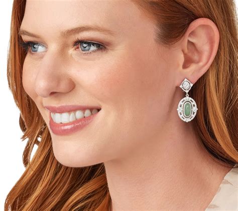 Judith Ripka Sterling_Jade & Diamonique Drop Earrings - QVC.com