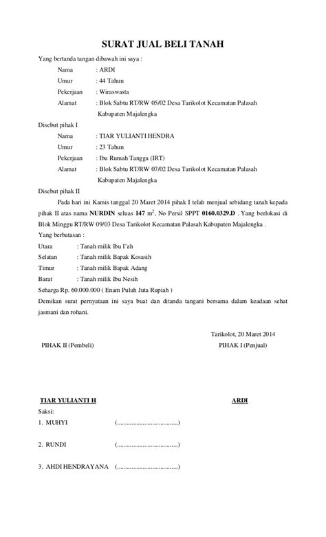 Contoh Surat Jual Beli Tanah - starterfasr