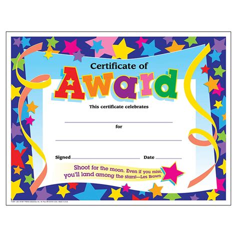 Certificate Of Award Colorful Classics Certificates T 2951 Trend