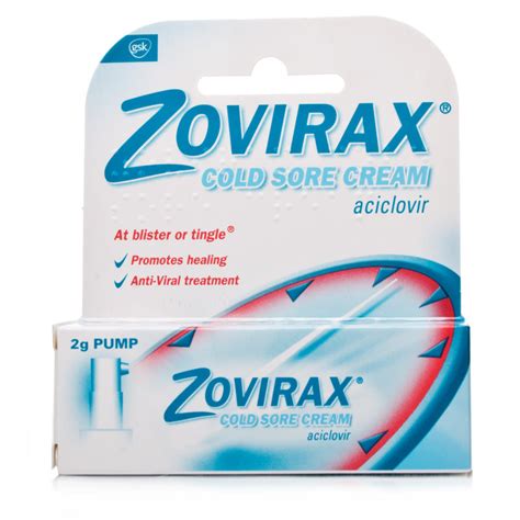 Zovirax Aciclovir 5 Cold Sore Cream 2g Pump 1890