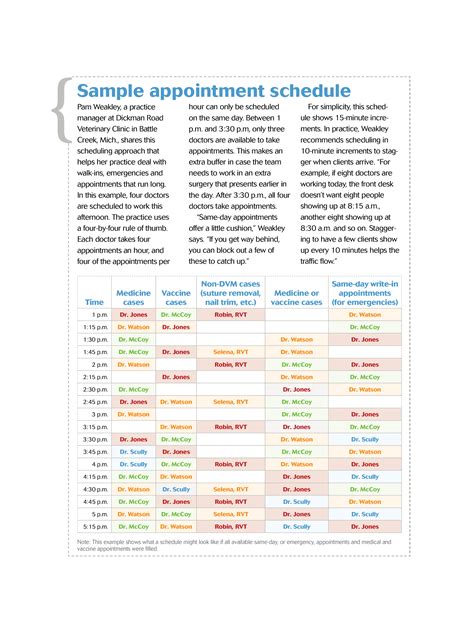 Printable Appointment Schedule Templates At