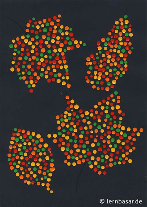 Meine frau (lehrerin) will für ihre klasse dokumente erstellen, auf denen im hintergrund ein. Dotpainting Herbstblätter … | Herbst blätter, Herbst kunst, Basteln frühling sommer