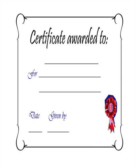 Blank Award Certificates Printable