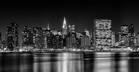 Panoramic Skyline Of Midtown Manhattan At Night Fine Art Photo By