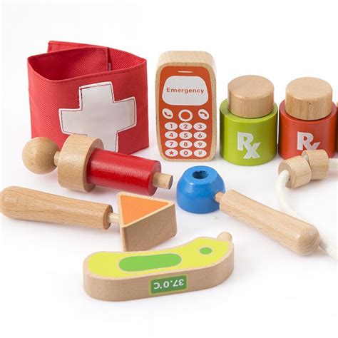 Childrens Wooden Simulation Medicine Box Doctor Toy Set Nurse