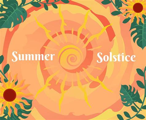 Summer Solstice Vector With Sunflower Summer Solstice Summer And