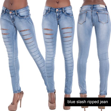 New Womens Sexy Ripped Faded Skinny Jean Ladies Slim Fit Stretch Denim