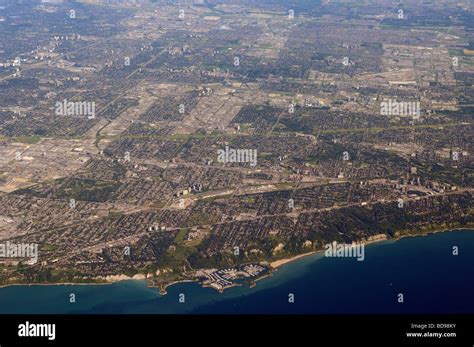 Aerial View Of Scarborough With Bluffs On Lake Ontario Toronto Stock
