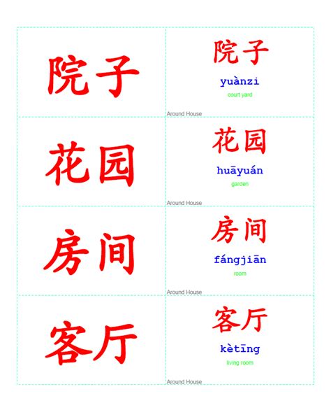 Chinese Characters Flashcards Printable Powenjungle