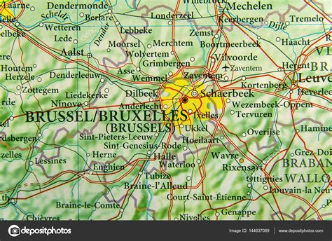 Geographic Map Of European Country Belgium With Brussel Capital ⬇ Stock