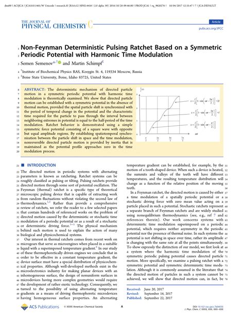 Pdf Non Feynman Deterministic Pulsing Ratchet Based On A Symmetric
