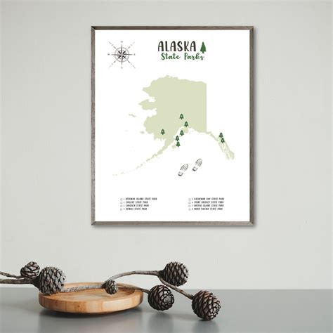 Alaska State Parks Map Alaska Map Print T For Hiker Nomadic Spices