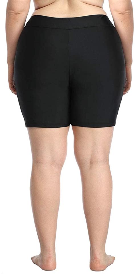 Alove Women Plus Size Swim Shorts High Waist Board Shorts Black Size 30 Mczd Ebay