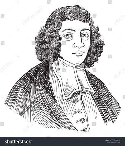 Benedictus De Spinoza 1632 ¨c1677 Portrait In Line Art He Was A