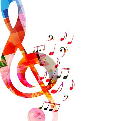 Music Background With Colorful Music Notes And Gclef Stock ...