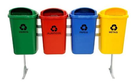 Reciclagem No Meio Ambiente Lixeiras Para Coleta Seletiva Cores E