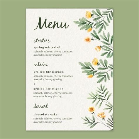 Menu Card Design Food Menu Design Free Menu Templates Wedding