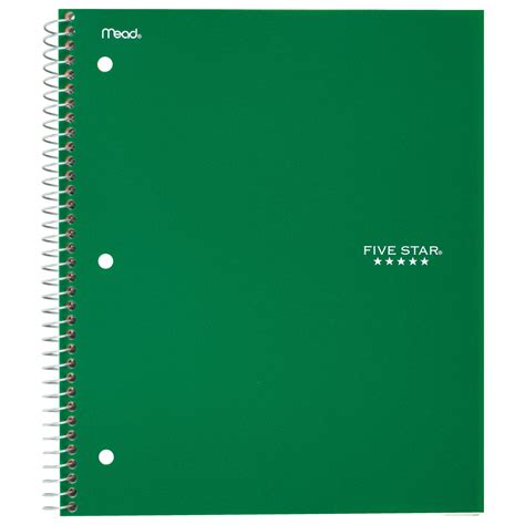 Five Star Wirebound Notebook 1 Subject College Ruled Green 11285