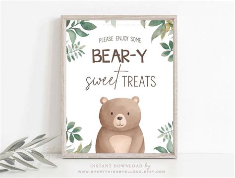 Bear Printable Sign Instant Download Bear 1st Birthday Beary | Etsy in