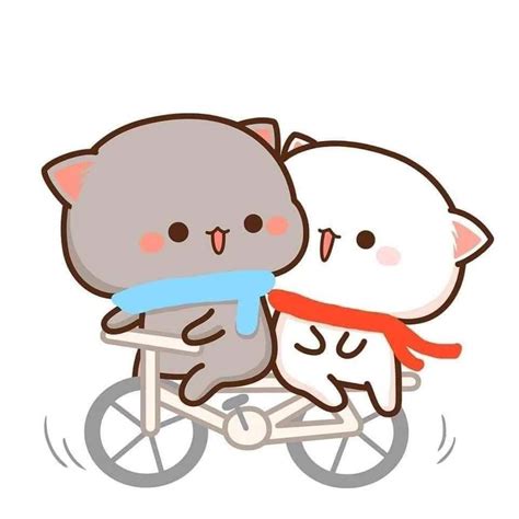 Cute cats lover kissing cartoon vector illustration. Pin by Paola Rachelle on Cute art in 2020 | Chibi cat ...
