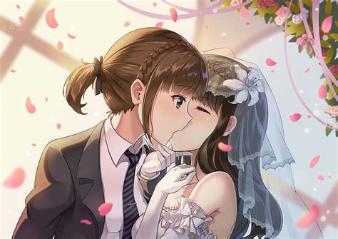 Anime Wedding Kiss Yuri Love Live Love Live Sunshine Anju Inami Shuka Saitou Hd