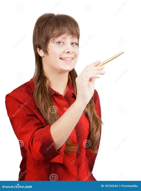 Young Attractive Girl With A Pointer Stock Photo Image Of Adult