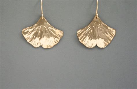 14k Gold Filled Ginkgo Leaf Earrings Rachel Wilder Handmade