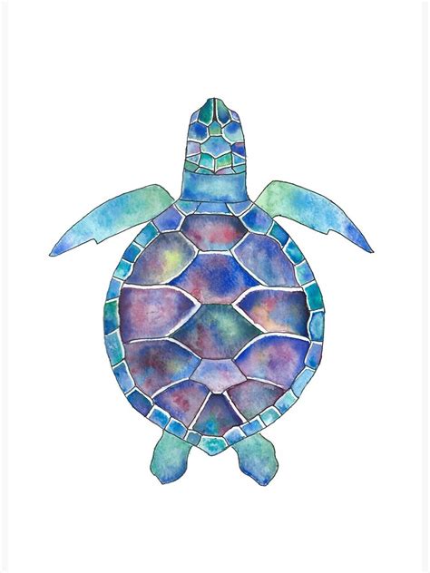 Watercolor Sea Turtle Painting Watercolor Dolphinchatai