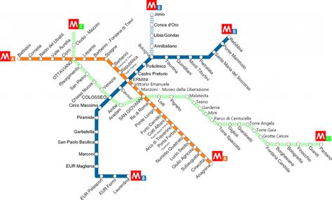 Rome Metro Line Map Tourist Map Of English