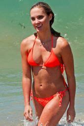 Ciara Hanna In Orange Bikini Beach In LA June 2014 CelebMafia