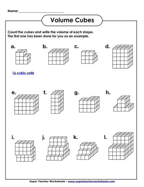 The area of face a is 6 squares. Volume Geometry with Cubic Units (PDF) | Math Worksheets | Pinterest | Pdf, Math and School