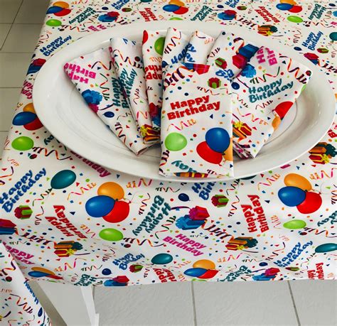 Happy Birthday Tablecloth Party Set 1 54 X 90 Etsy