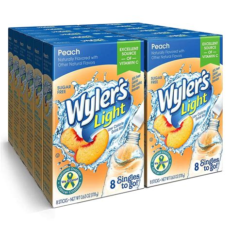 Wylers Light Singles To Go Sugar Free Drink Mix Peach 8 Ct Per Box