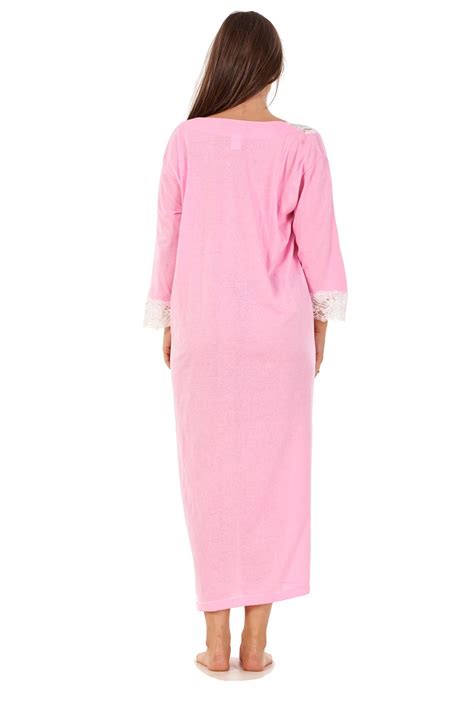 Women Long Nightdress Lace 100 Cotton 34 Sleeve Nightgowns Sleepwear M To Xxxl Ebay
