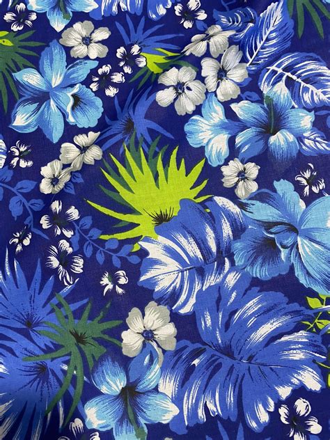 Hawaiian Print Luau Floral Poly Cotton Fabric 60 Sold By Etsy