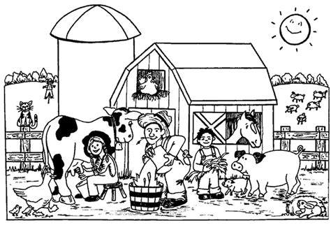 Printable Coloring Pages Barn With Animals Coloring Home